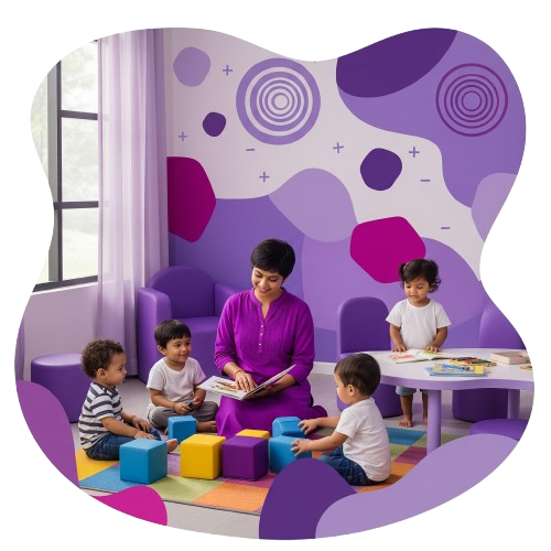 Teacher with children in daycare